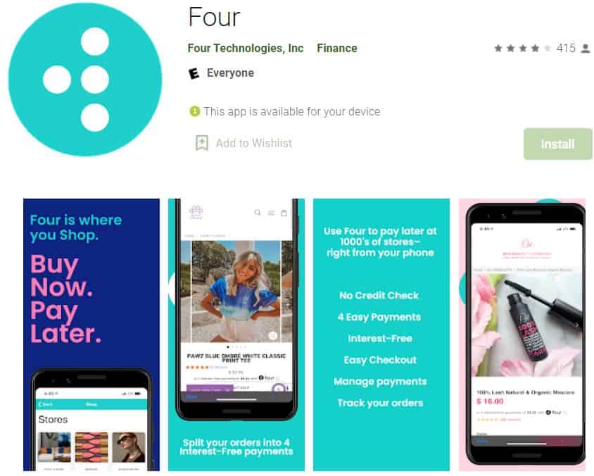 This is a screenshot of the Four app installation page.